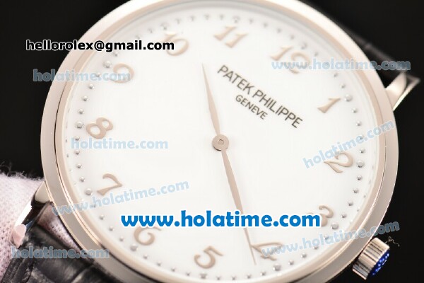 Patek Philippe Calatrava Miyota OS2035 Quartz Steel Case with Arabic Numeral Markers and White Dial - Click Image to Close